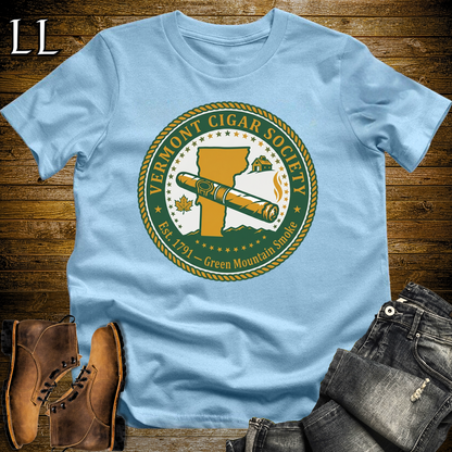 Vermont Cigar Society Softstyle T Shirt Light Blue | Cigar Lover Gift Tee