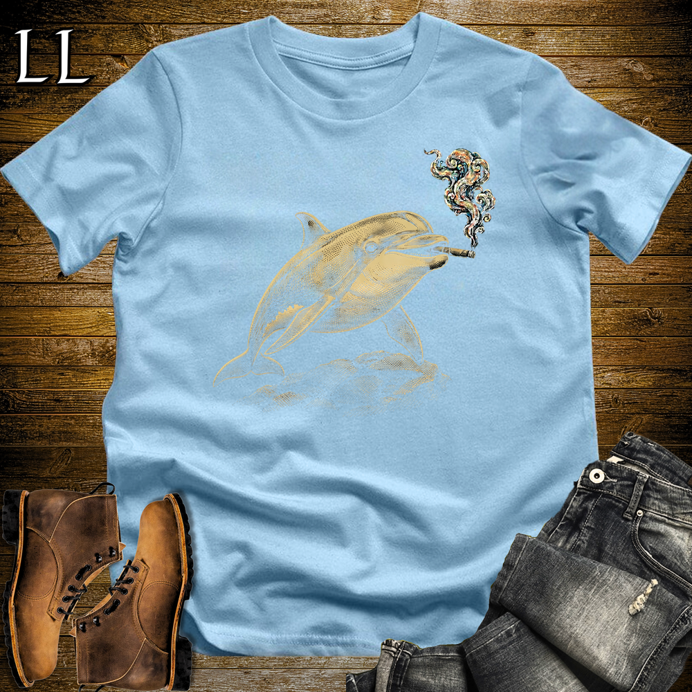 Vintage Cigar Dolphin Softstyle T Shirt Light Blue | Funny Cigar Shirt