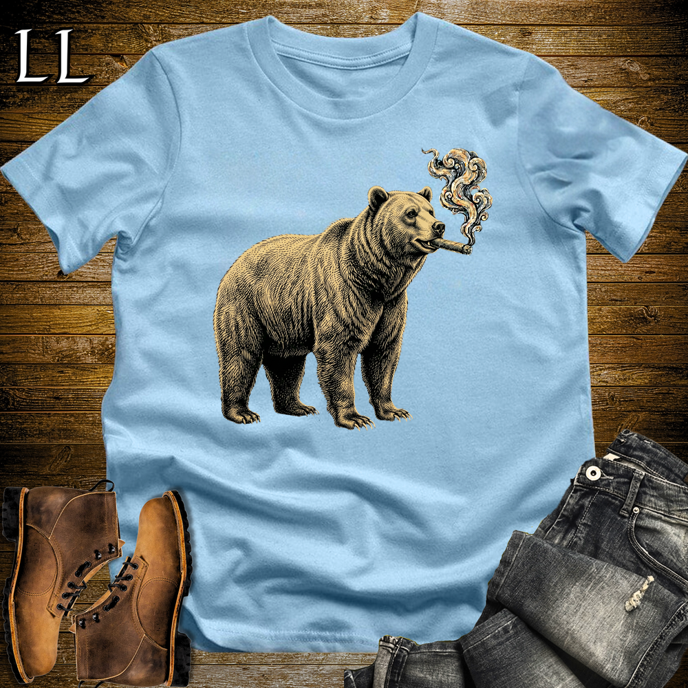 Vintage Cigar Grizzly Softstyle T Shirt Light Blue | Funny Cigar Shirt