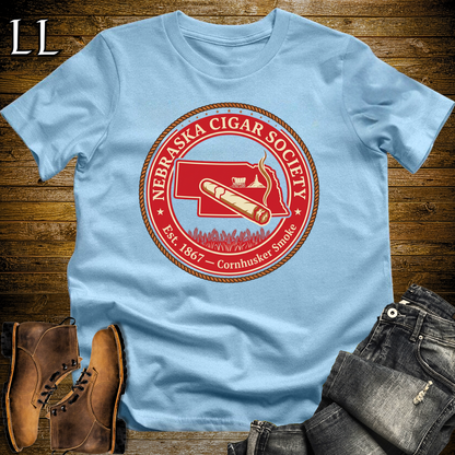 Nebraska Cigar Society Softstyle T Shirt Light Blue | Cigar Lover Gift Tee
