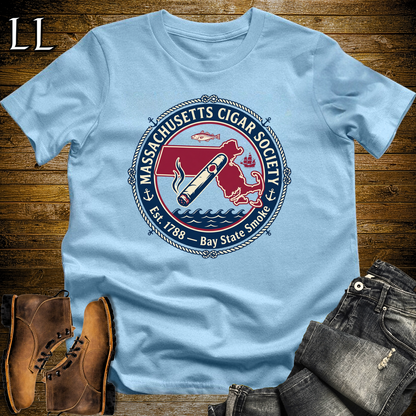 Massachusetts Cigar Society Softstyle T Shirt Light Blue | Cigar Lover Gift Tee