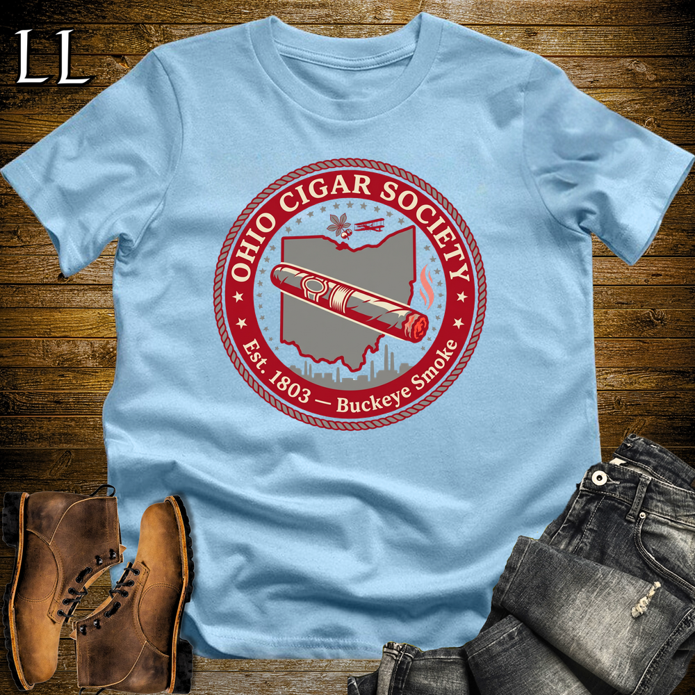 Ohio Cigar Society Softstyle T Shirt Light Blue | Cigar Lover Gift Tee