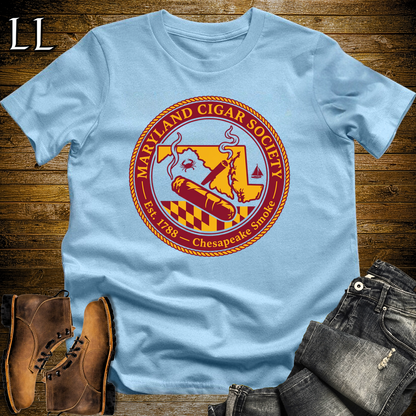 Maryland Cigar Society Softstyle T Shirt Light Blue | Cigar Lover Gift Tee