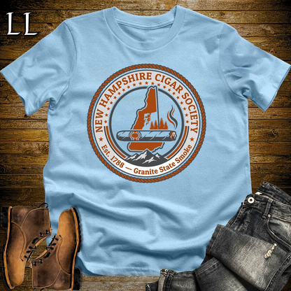 New Hampshire Cigar Society Softstyle T Shirt Light Blue | Cigar Lover Gift Tee
