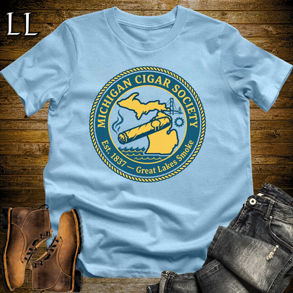 Michigan Cigar Society Softstyle T Shirt Light Blue | Cigar Lover Gift Tee