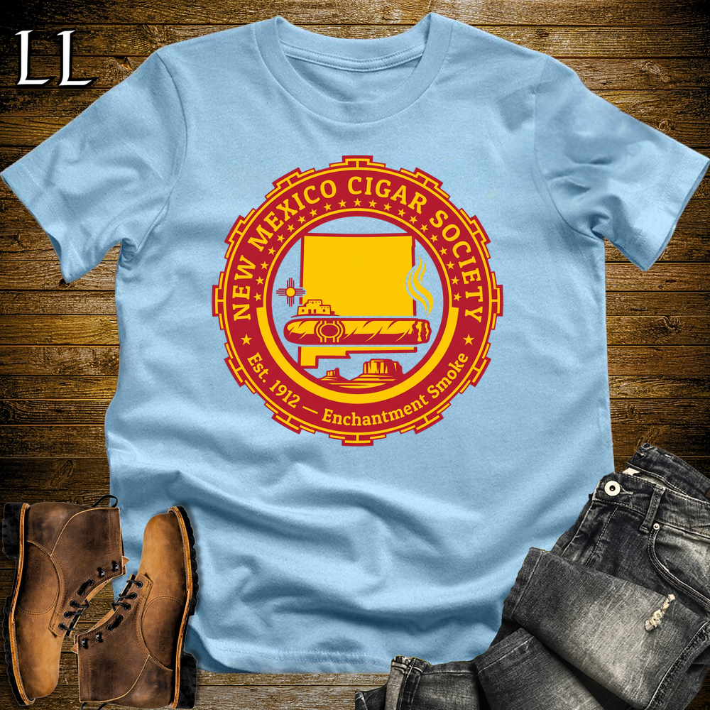 New Mexico Cigar Society Softstyle T Shirt Light Blue | Cigar Lover Gift Tee