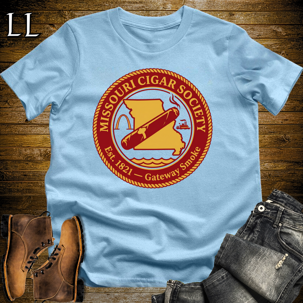 Missouri Cigar Society Softstyle T Shirt Light Blue | Cigar Lover Gift Tee