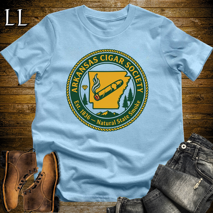Arkansas Cigar Society Softstyle T Shirt Light Blue | Cigar Lover Gift Tee