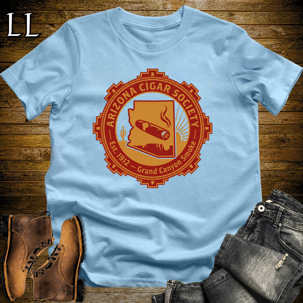 Arizona Cigar Society Softstyle T Shirt Light Blue | Cigar Lover Gift Tee