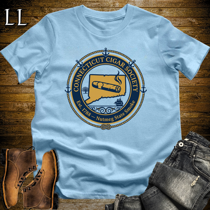 Connecticut Cigar Society Softstyle T Shirt Light Blue | Cigar Lover Gift Tee
