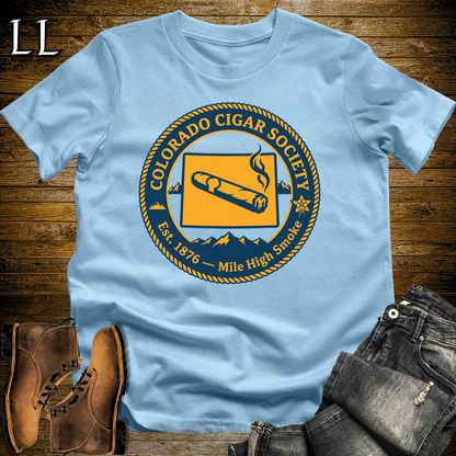 Colorado Cigar Society Softstyle T Shirt Light Blue | Cigar Lover Gift Tee