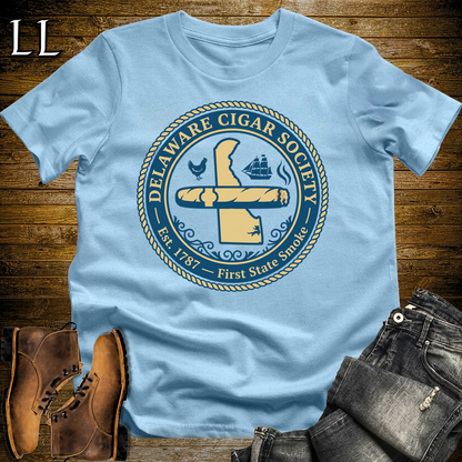Delaware Cigar Society Softstyle T Shirt Light Blue | Cigar Lover Gift Tee