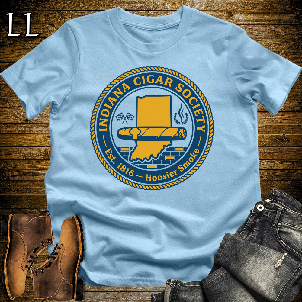 Indiana Cigar Society Softstyle T Shirt Light Blue | Cigar Lover Gift Tee