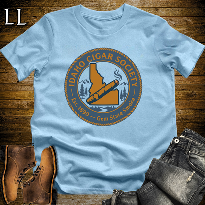 Idaho Cigar Society Softstyle T Shirt Light Blue | Cigar Lover Gift Tee