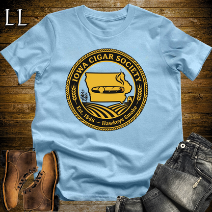 Iowa Cigar Society Softstyle T Shirt Light Blue | Cigar Lover Gift Tee