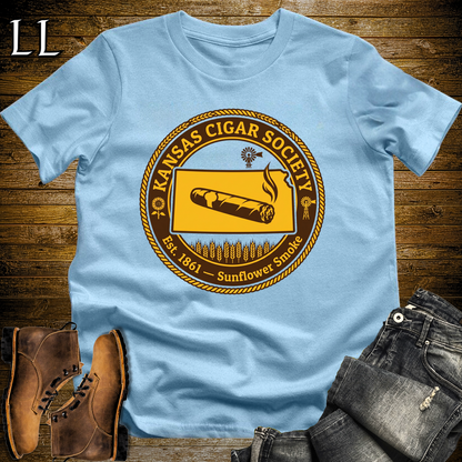 Kansas Cigar Society Softstyle T Shirt Light Blue | Cigar Lover Gift Tee