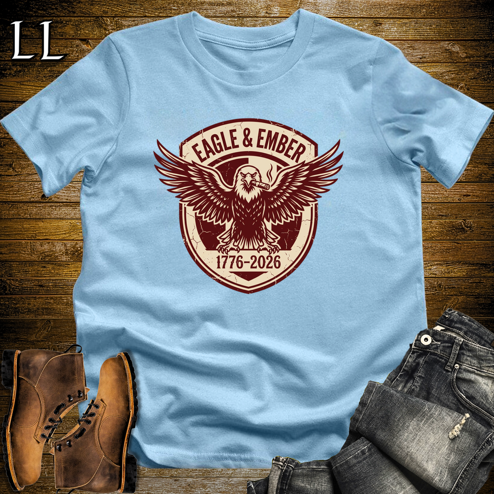 Eagle And Ember Cigars Softstyle T Shirt Light Blue | Patriotic Cigar Tee