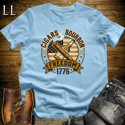 Cigars Bourbon Freedom 1776 Softstyle T Shirt Light Blue | Cigars Bourbon Freedom Tee