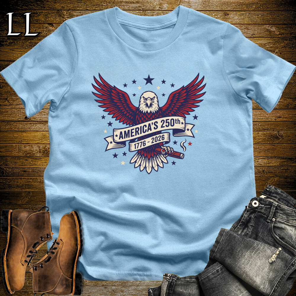 Americas 250 Cigar 1776 Softstyle T Shirt Light Blue | America 250 Cigar Tee