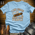 I Like Cigars More Than People Softstyle T Shirt Light Blue | Funny Cigar Tee