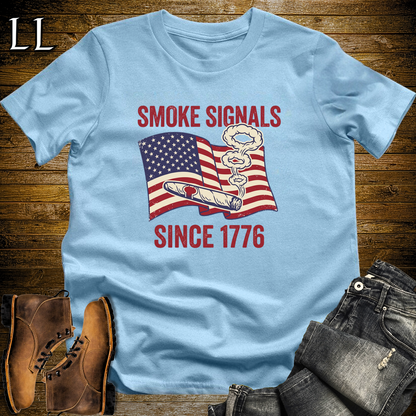 Cigar Smoke Signals Since 1776 Softstyle T Shirt Light Blue | Patriotic 1776 Cigar Tee