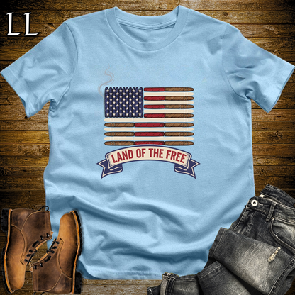 American Cigar Flag Softstyle T Shirt Light Blue | Patriotic Cigar Flag Tee