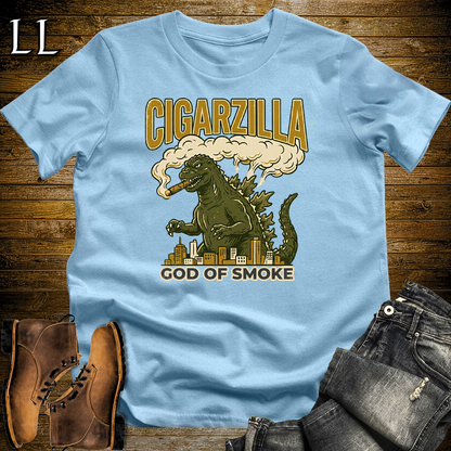 Cigarzilla Softstyle T Shirt Light Blue | Funny Cigar Monster Tee