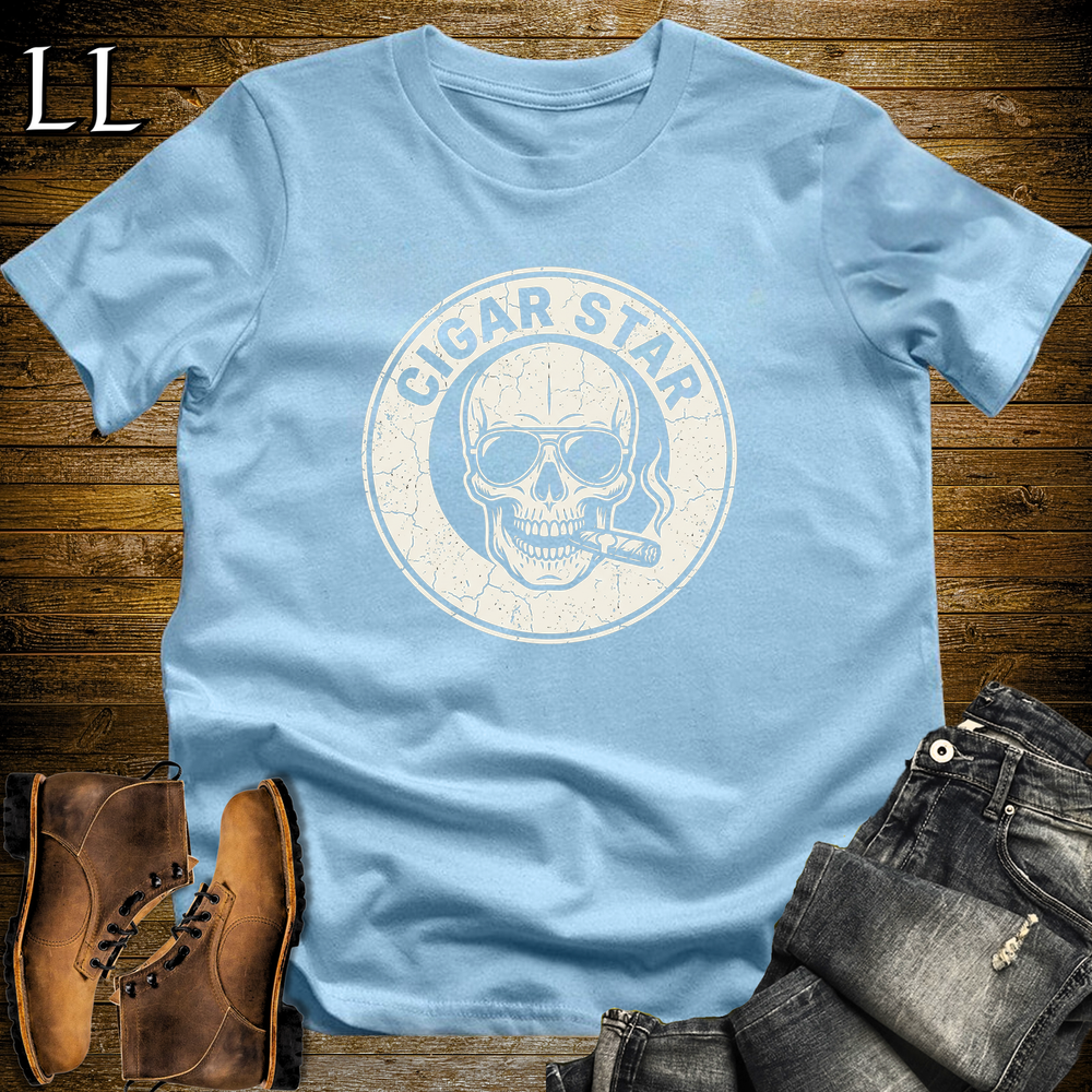 Cigar Star Softstyle T Shirt Light Blue | Cigar Lover Graphic Tee