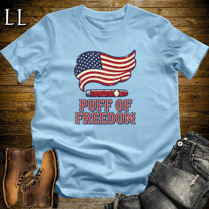 Cigar Puff Of Freedom Softstyle T Shirt Light Blue | Patriotic Cigar Tee