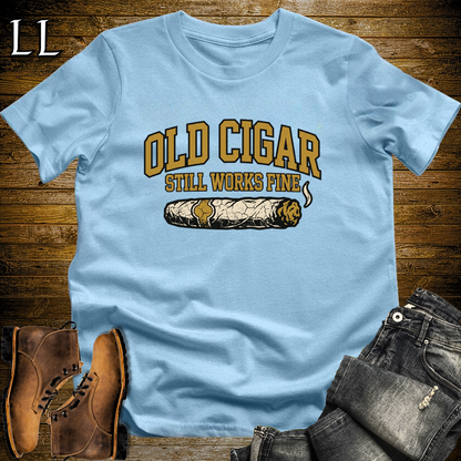 Old Cigar Still Works Fine Softstyle T Shirt Light Blue | Funny Cigar Tee