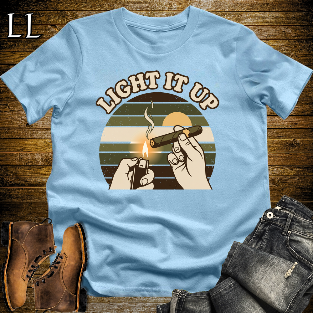 Light It Up Cigar Softstyle T Shirt Light Blue | Cigar Lover Tee