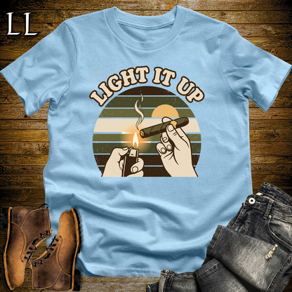 Light It Up Cigar Softstyle T Shirt Light Blue | Cigar Lover Tee