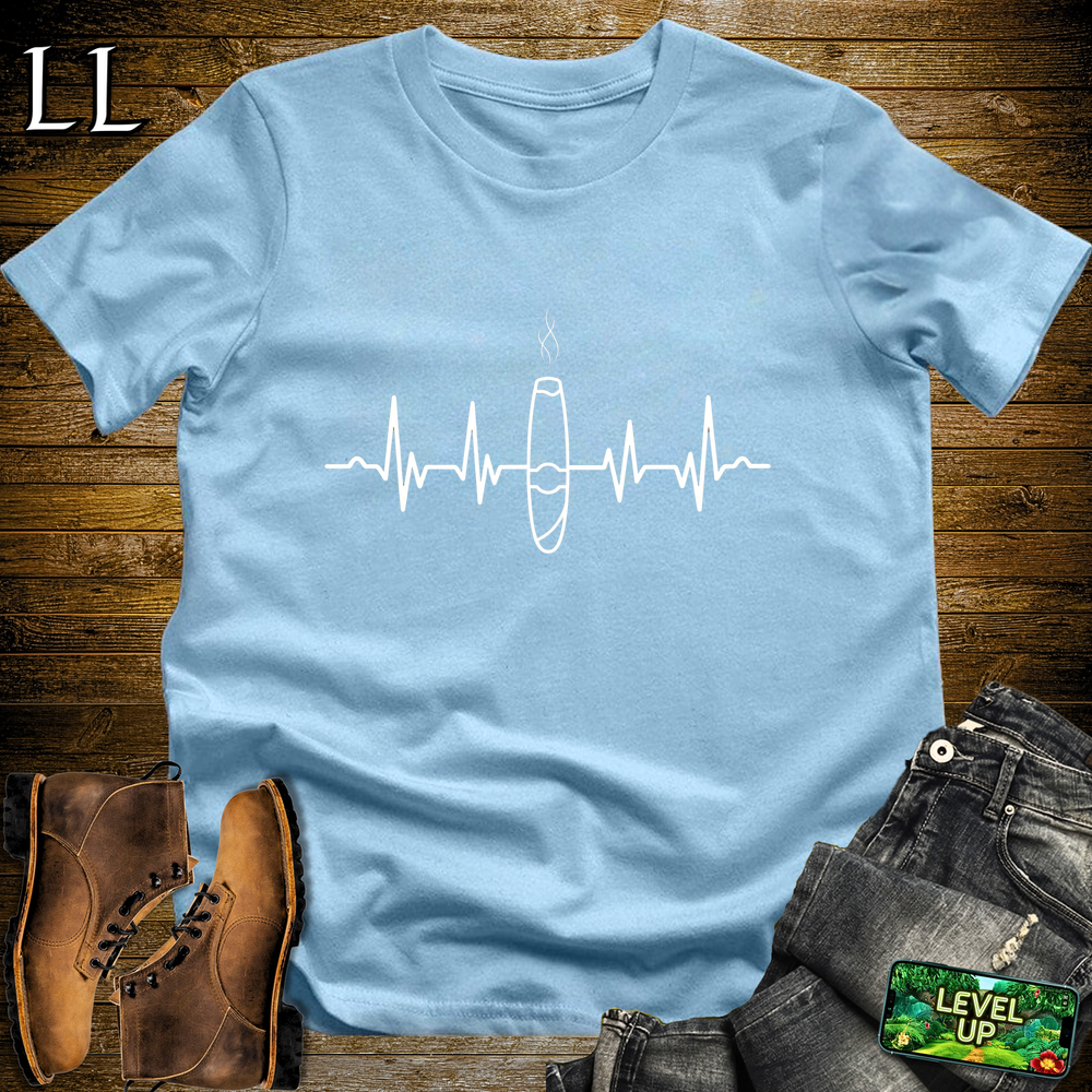 Cigar Heartbeat Softstyle T Shirt Light Blue | Cigar Lover Heartbeat Tee