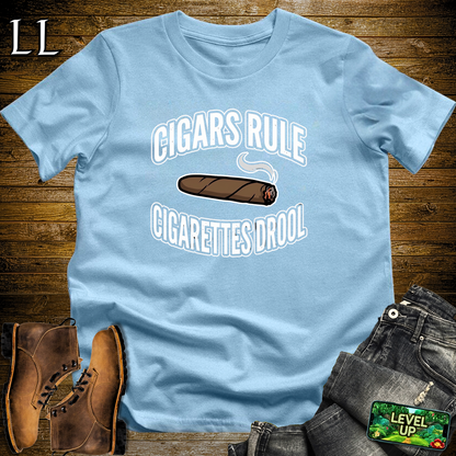 Cigars Rules Cigs Drool Softstyle T Shirt Light Blue | Funny Cigar Tee