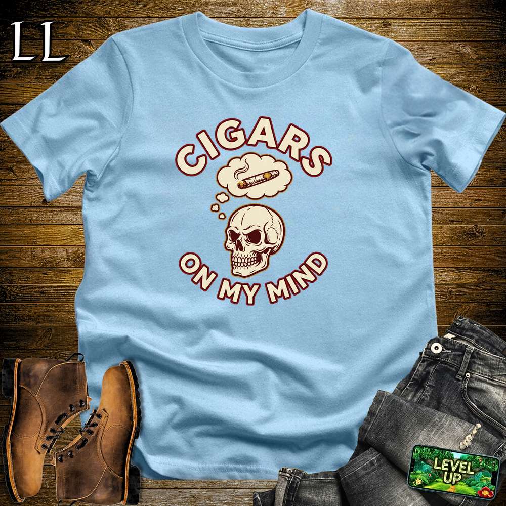 Cigars On My Mind Softstyle T Shirt Light Blue | Cigar Lover Tee