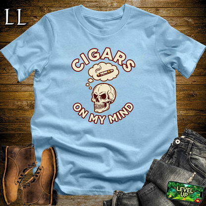 Cigars On My Mind Softstyle T Shirt Light Blue | Cigar Lover Tee