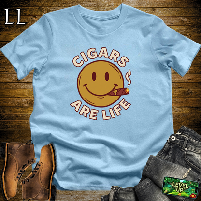 Cigars Are Life Smiley Softstyle T Shirt Light Blue | Cigar Lover Tee