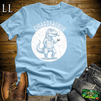 Cigarosaurus Softstyle T Shirt Light Blue | Funny Cigar Dinosaur Tee