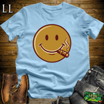 Cigar Smiley Softstyle T Shirt Light Blue | Funny Cigar Tee