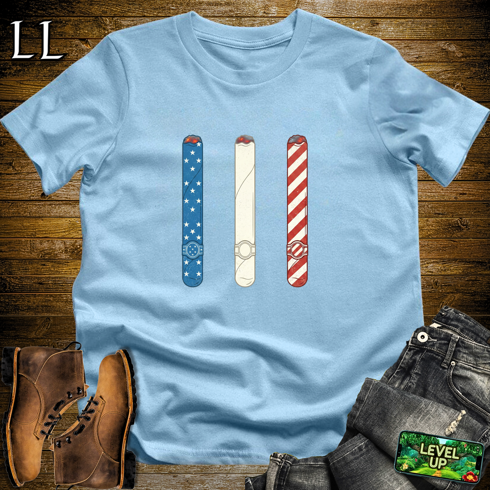 Red White And Blue Cigars Softstyle T Shirt Light Blue | Patriotic Cigar Tee