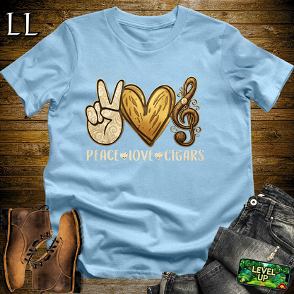 Peace Love Cigars Softstyle T Shirt Light Blue | Cigar Lover Tee