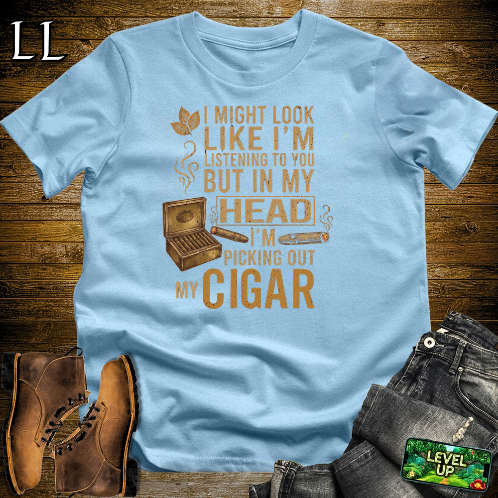 Picking Out Cigars Softstyle T Shirt Light Blue | Cigar Lover Tee