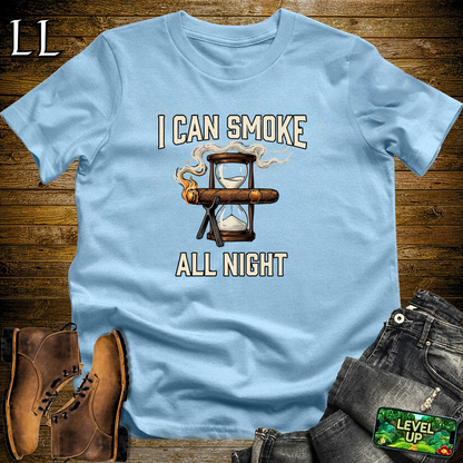 I Can Smoke All Night Softstyle T Shirt Light Blue | Funny Cigar Tee