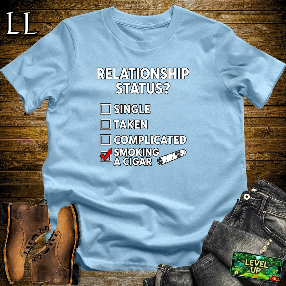Relationship Status Cigars Softstyle T Shirt Light Blue | Funny Cigar Tee