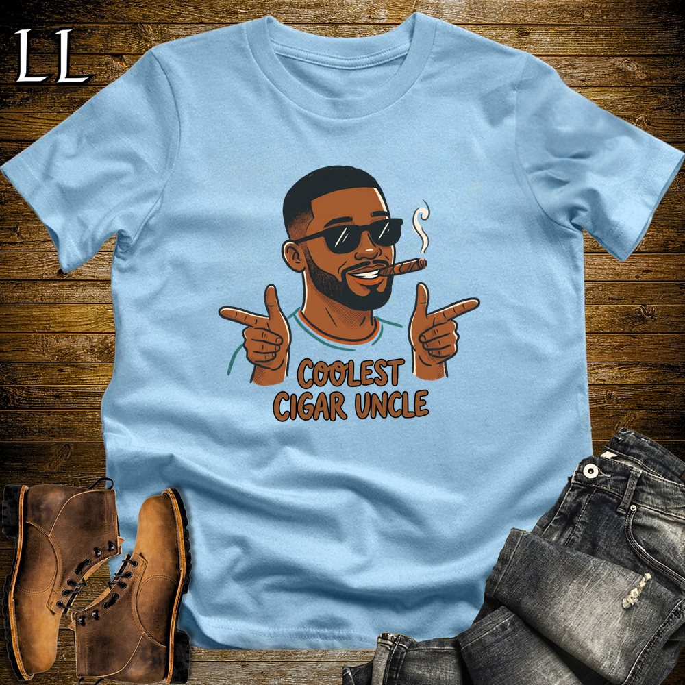 Coolest Cigar Uncle Softstyle T Shirt Light Blue | Cigar Uncle Gift Tee