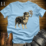 Vintage Cigar Australian Shepherd Softstyle T Shirt Light Blue | Cigar Australian Shepherd Tee