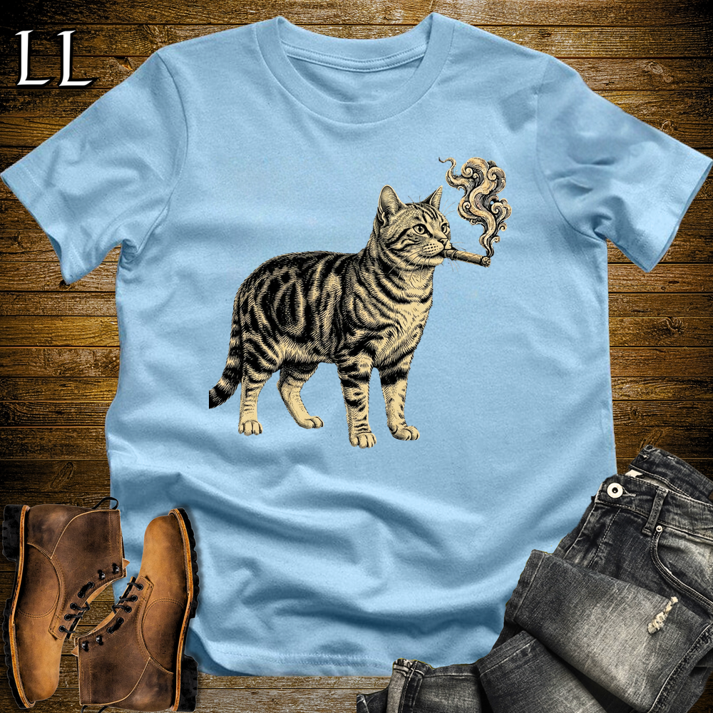Vintage Cigar American Shorthair Softstyle T Shirt Light Blue | Cigar American Shorthair Tee