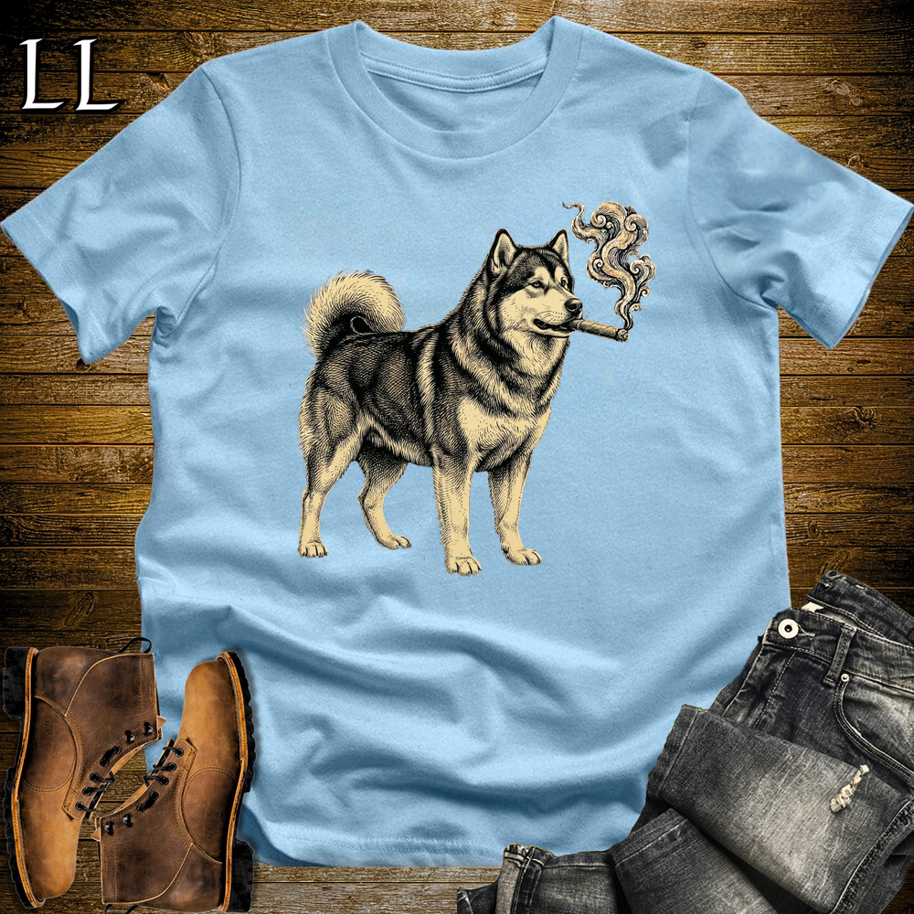 Vintage Cigar Alaskan Malamute Softstyle T Shirt Light Blue | Cigar Alaskan Malamute Tee