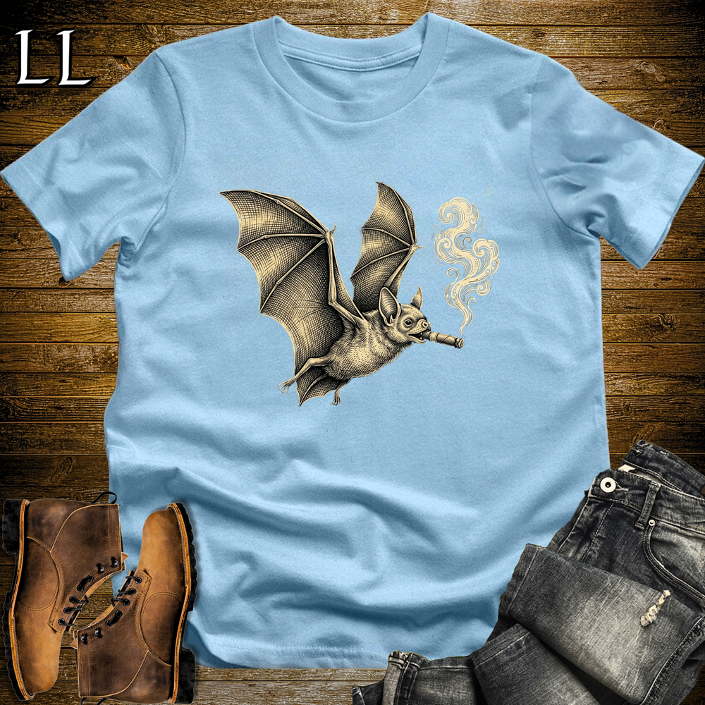 Vintage Cigar Bat Softstyle T Shirt Light Blue | Cigar Bat Tee