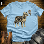 Vintage Cigar Bengal Cat Softstyle T Shirt Light Blue | Cigar Bengal Cat Tee